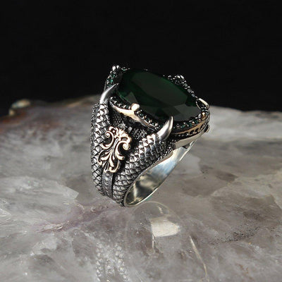 Eagle Claw Silver Ring Gemstone Jewelery Zircon Stone 925 Sterling Silver Men Ring Fine Jewelry