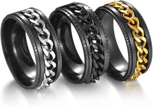 Silver Stainless Steel Spinner Chain Ring For Men and Boys